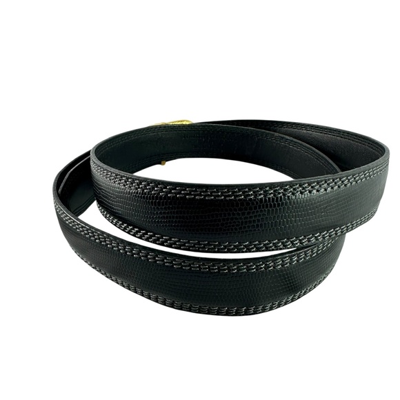 Vintage PHILIPPE CHARRIOL Rope Black Genuine Leather Lizard Pattern Belt Size 42 - Picture 6 of 12